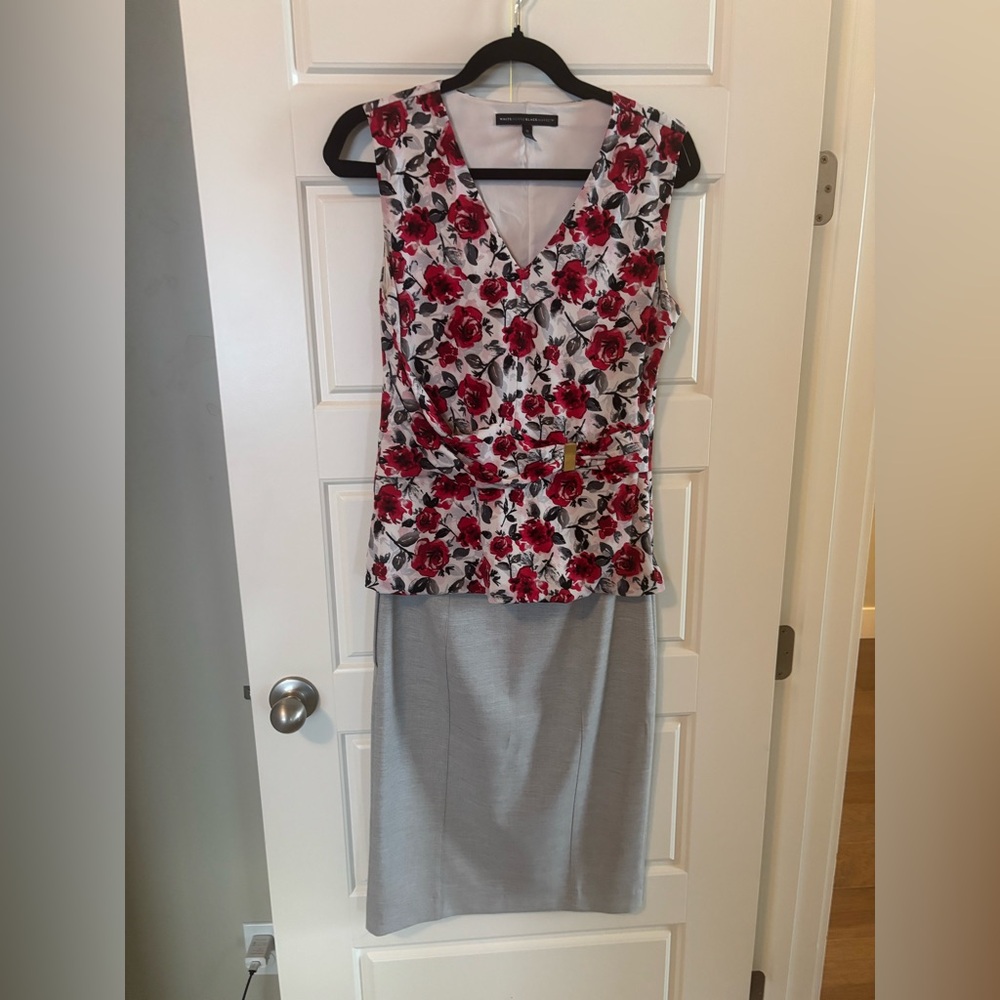 WHBM Floral Sleeveless Top - Red and White